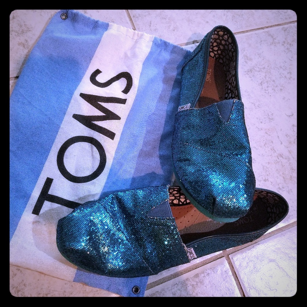 Toms Sparkly Blue Slides 💎